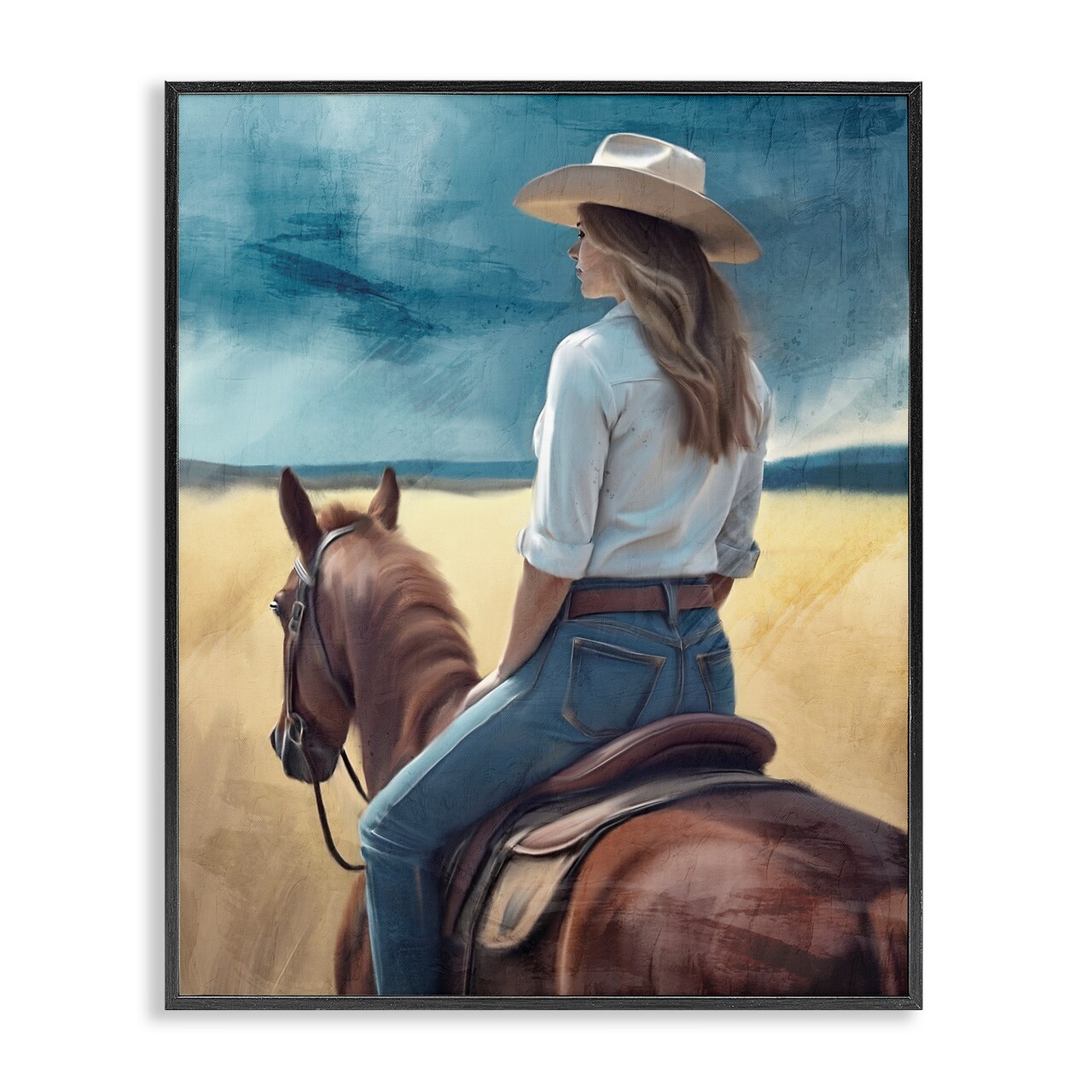 Stupell Industries Countryside Cowgirl View Framed Giclee, design by Kim Allen